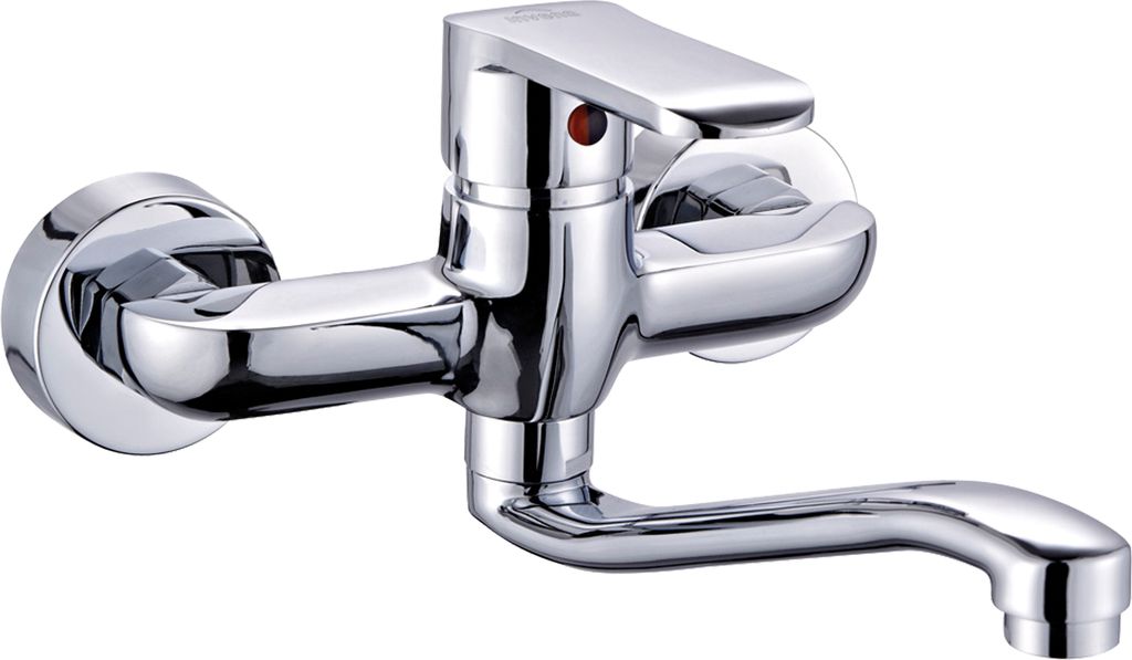 BADLAND Küchenarmatur Wandmontage Wasserhahn SIROS Küchenmischer für Küche in Silber
