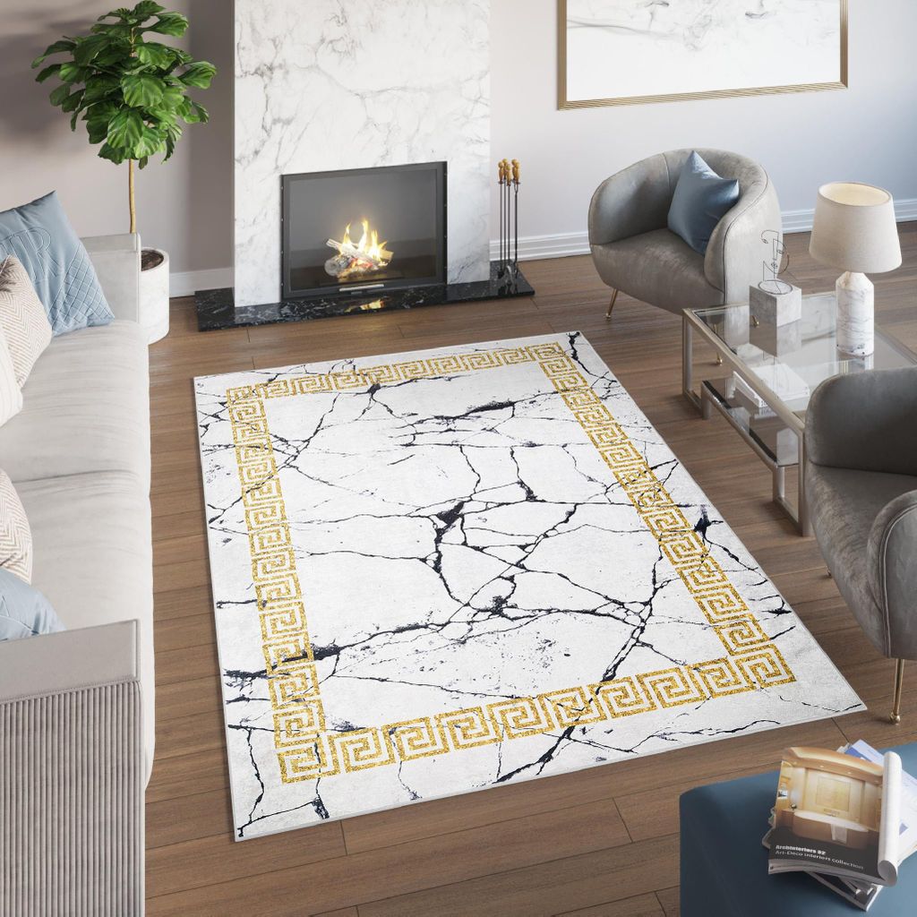 Tapiso Teppich TOSCANA Modern Grau Marmor Wohnzimmer 120 x 170 cm