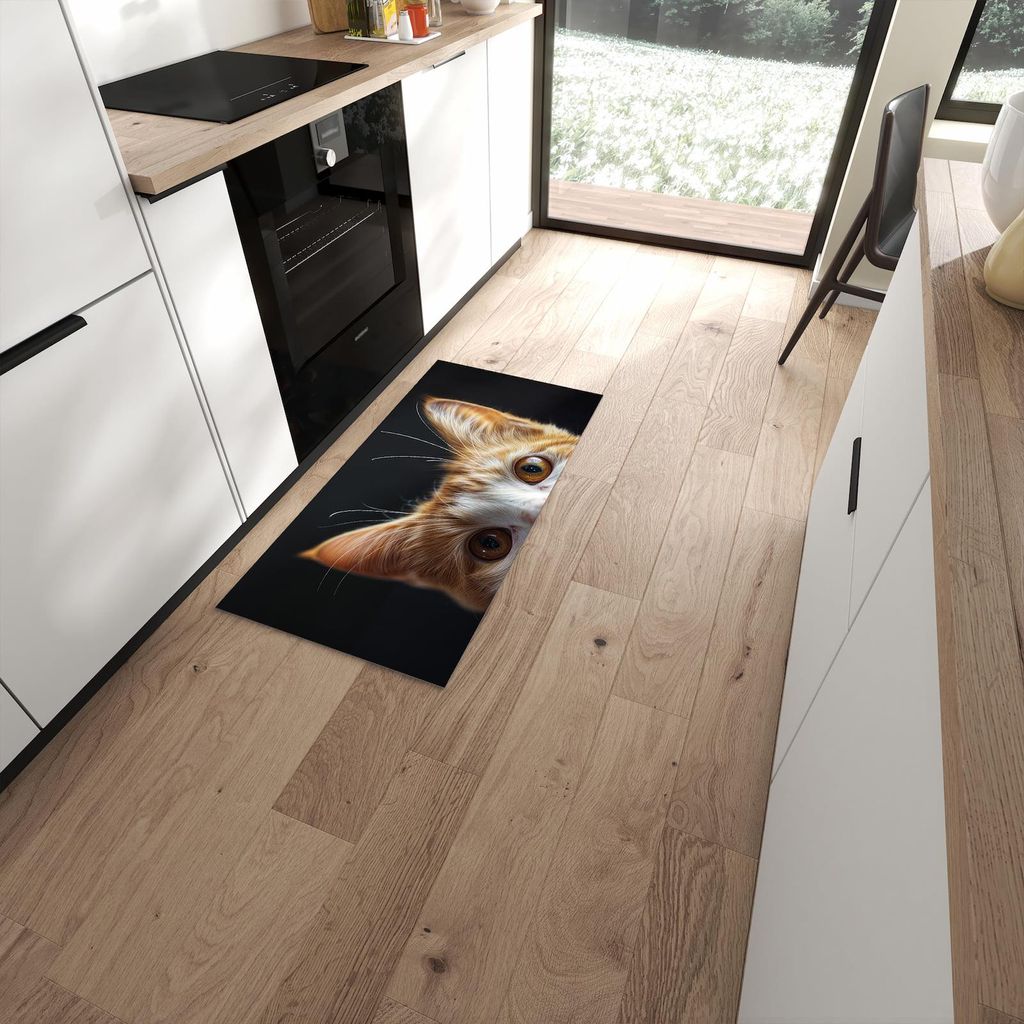Küchenteppich 60x120cm rutschfest & abwischbar PVC Läufer - Sanfte Katzenaugen