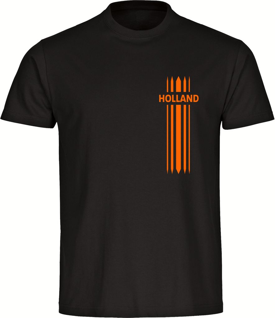 multifanshop Herren T-Shirt - Holland - Streifen, schwarz, Größe M