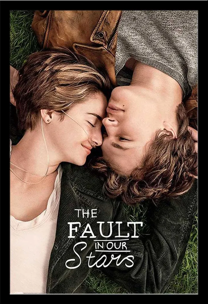 Décoration murale cinéma : Poster Nos Étoiles Contraires sous cadre noir