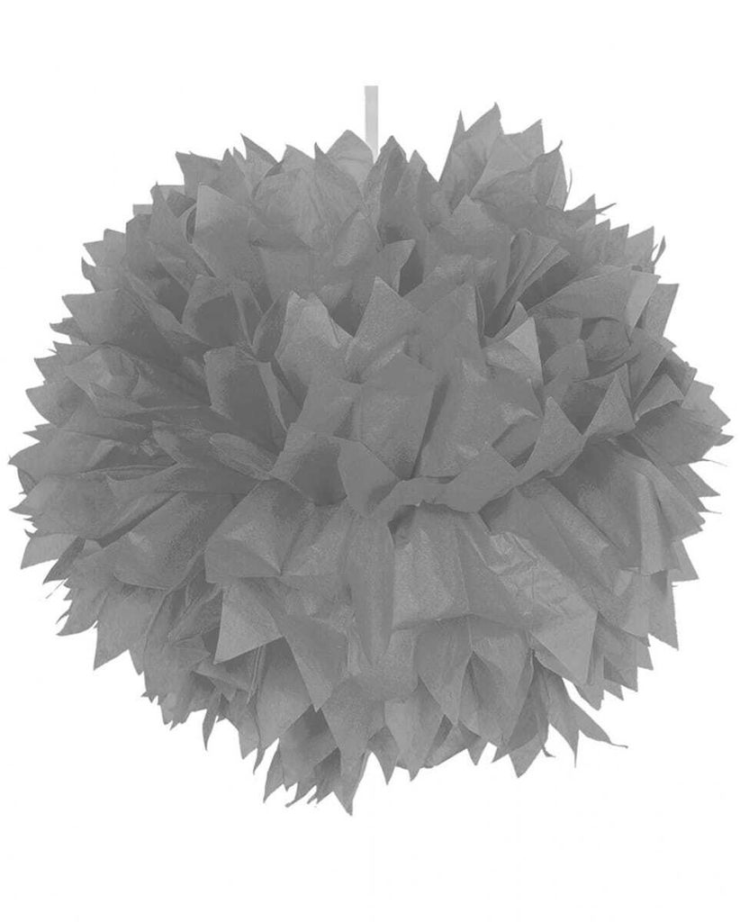 Pom Pom Silber 30cm als Tischdeko für Hochzeit, Silberhochzeit & Geburtstag