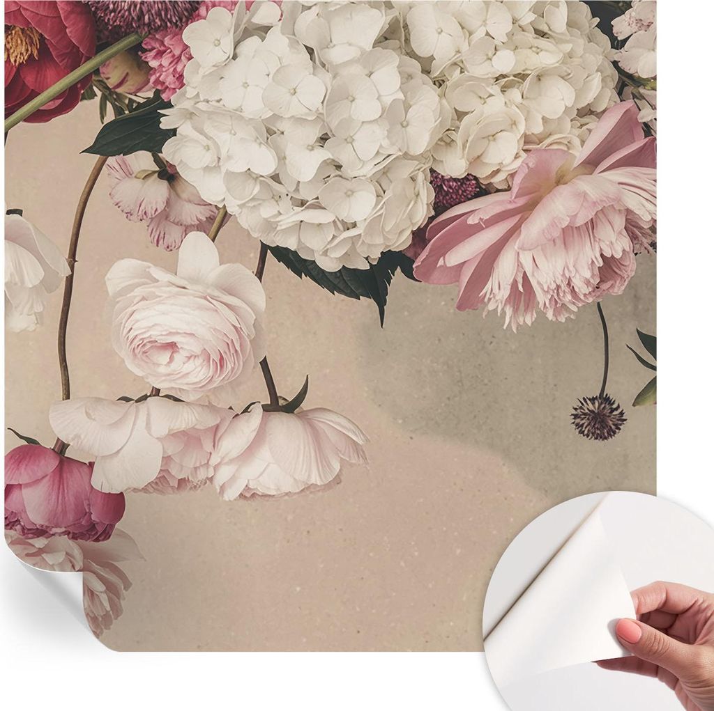 Selbstklebende Wandtapete - Dekorative Tapete für Wohnzimmer - Klebefolie für Wandbilder - Tapetenfolie für Wanddekoration - 250x250 cm - Romant...
