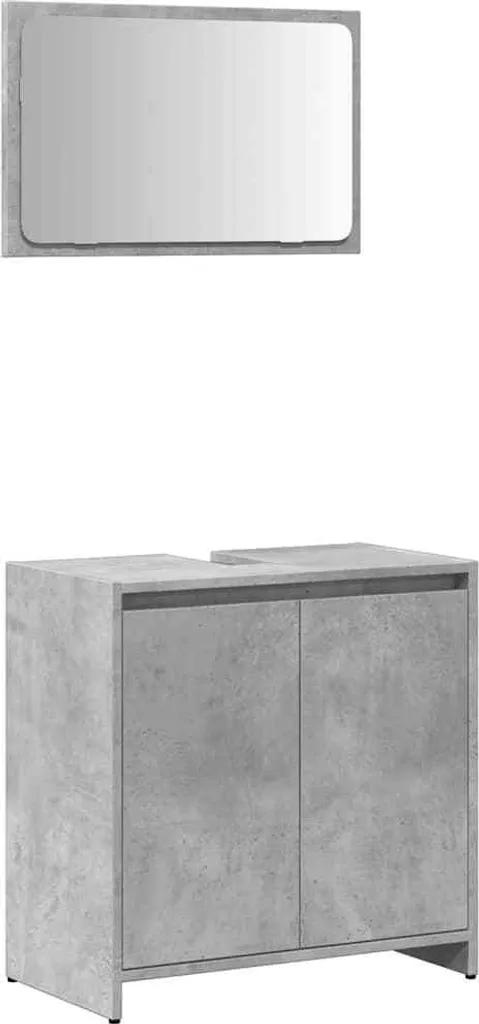 Mobile Bagno Sospeso vidaXL con Specchio: Grigio Cemento Multistrato