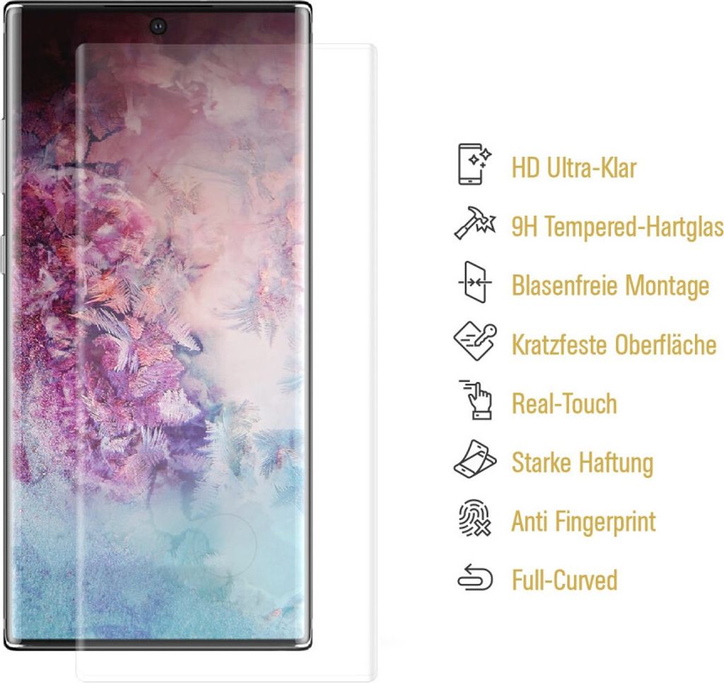 4x 9H Hartglas für Samsung Galaxy Note 10 FULL CURVED Panzerfolie Displayschutz KLAR Panzerglas Schutzglas Schutzfolie Displayglas Tempered Glasfo...