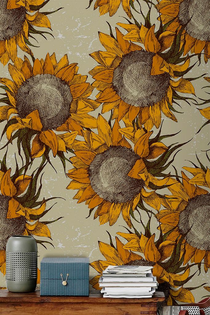 Coloray Fototapete 152x104 cm Latextapete Magicstick - Retro Sunflowersful Field Flora