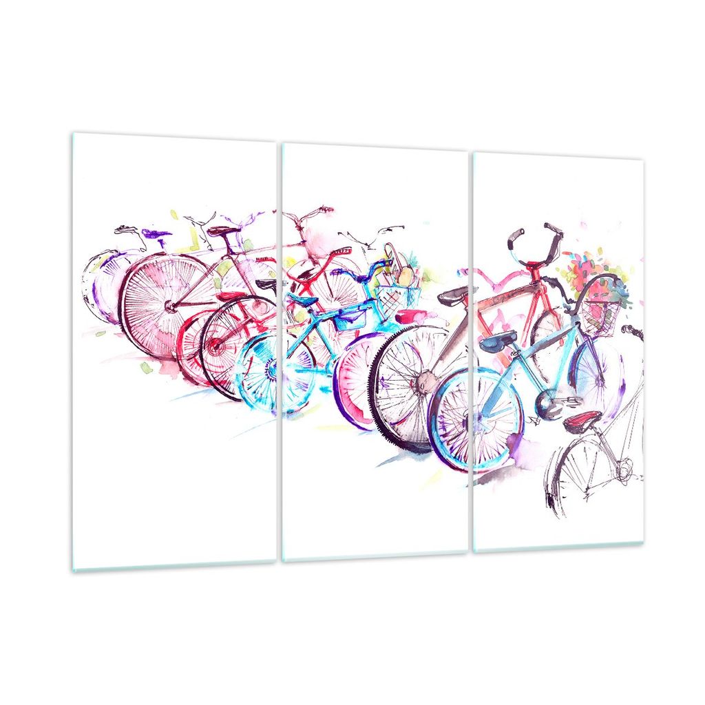 Bilder auf glas - Bikes Sommer Farbe Rad - 105x70cm - Glasbilder - Wandbilder - Kunstdruck - zum Aufhängen bereit - Wanddekoration aus Glas - Glas...