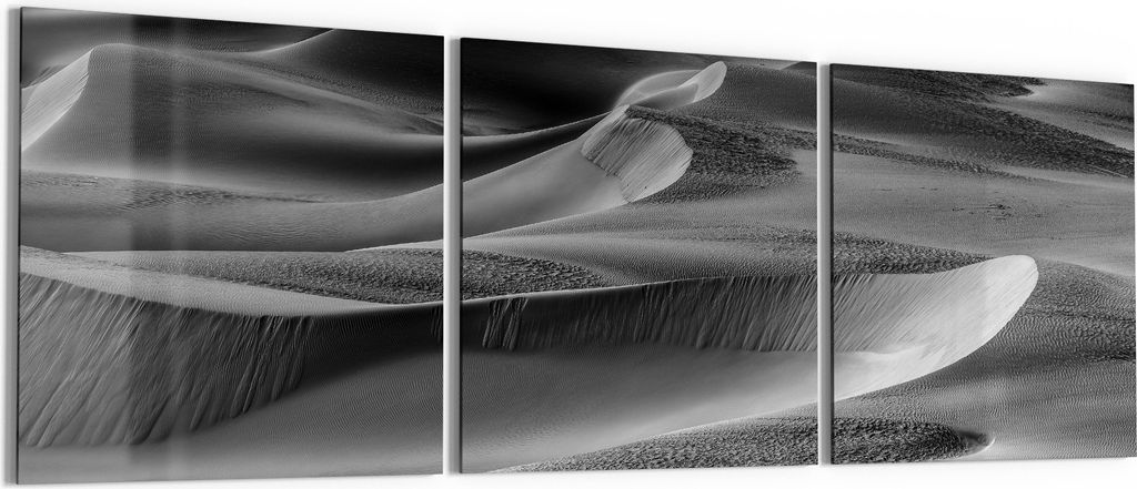 DEQORI Glasbild Echtglas 3x50x50 cm 'Dünen der Stille' Wandbilder XXL groß