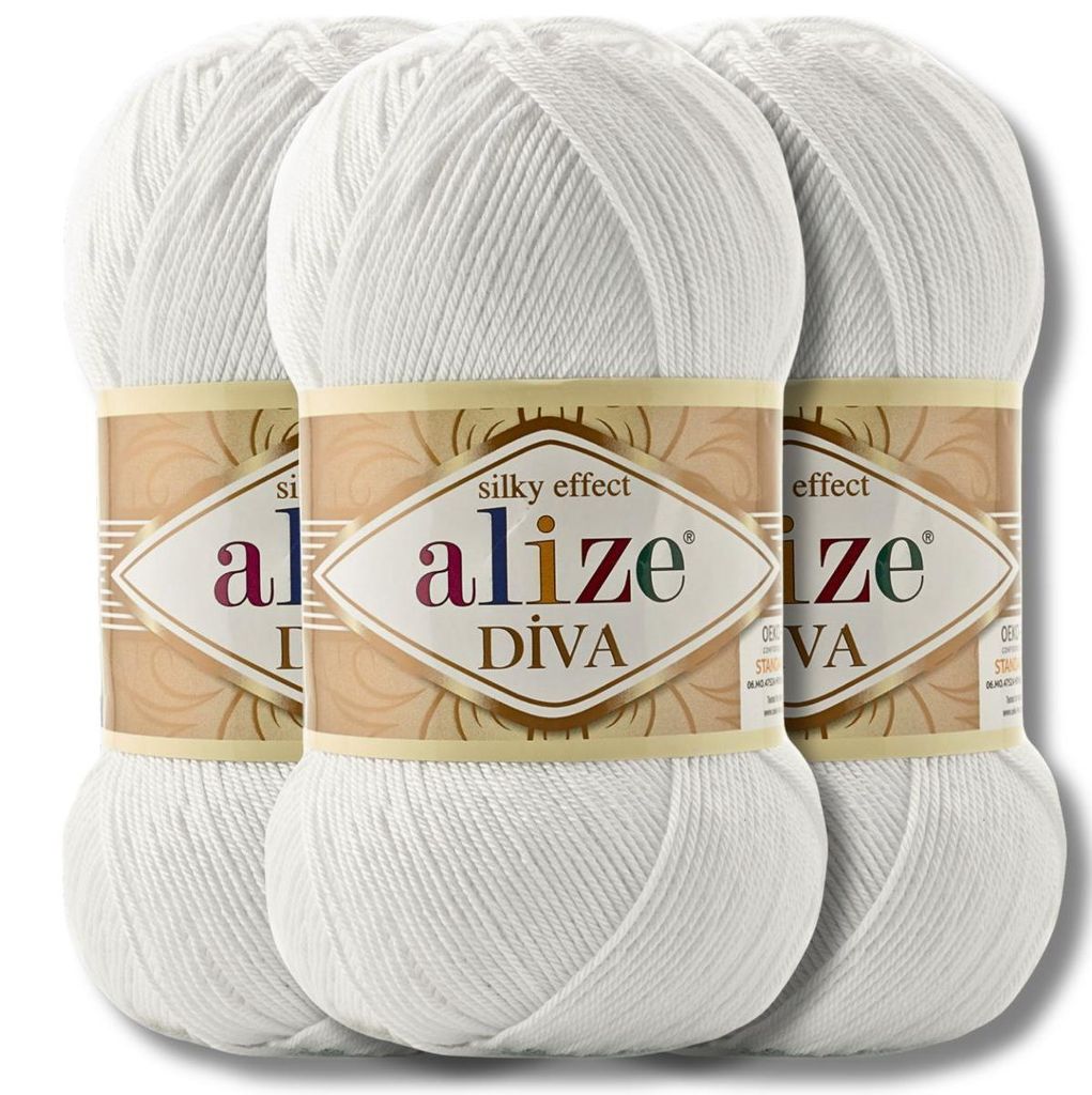 Alize 3x 100g Diva Wolle, Uni, Häkeln, Stricken (55)