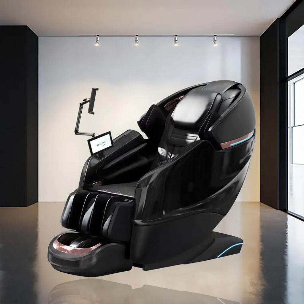 Luxus 4D Ganzkörper Massagesessel mit intelligenter SL-Schiene, Wärmetherapie, Bluetooth & Tiefenmassage Schwarz L155xB76xH116cm /GH-G6Hei/