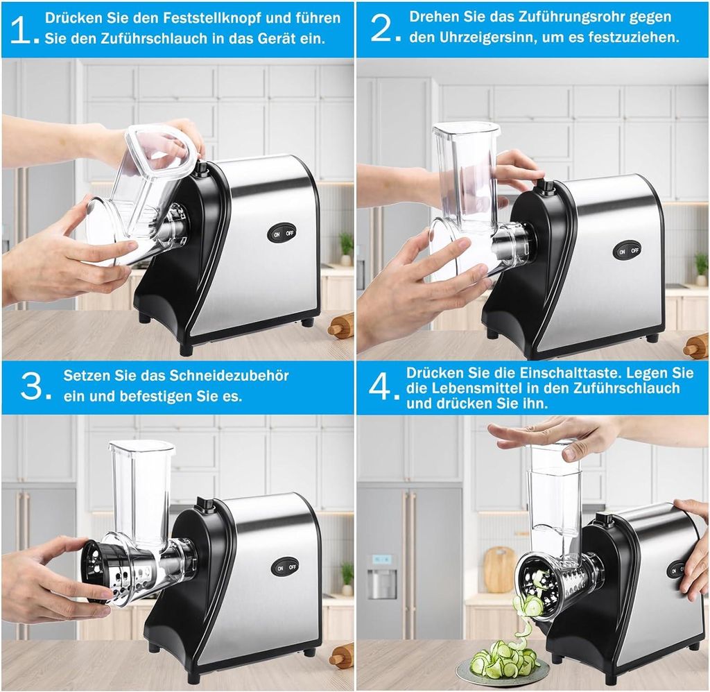 5 in 1 Elektrischer Gemüsehobel, 550W Automatische