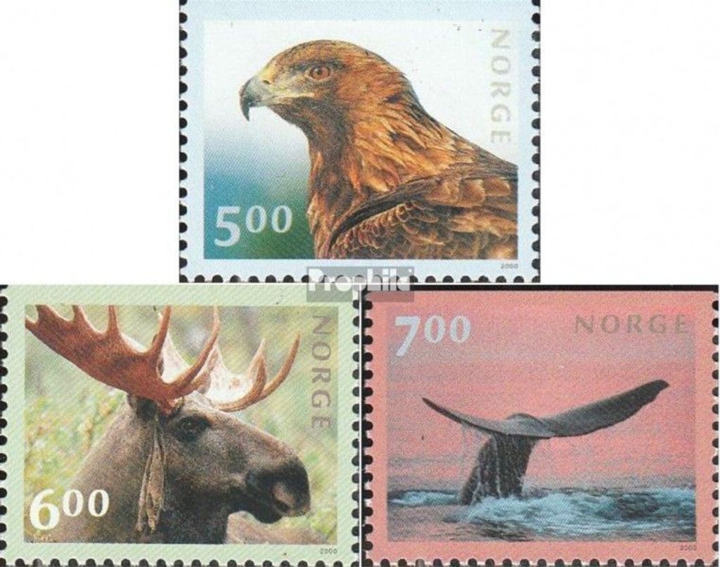 Briefmarken Norwegen 2000 Mi 1346Do-1348Do (kompl.Ausg.) postfrisch Wildlebende Tiere