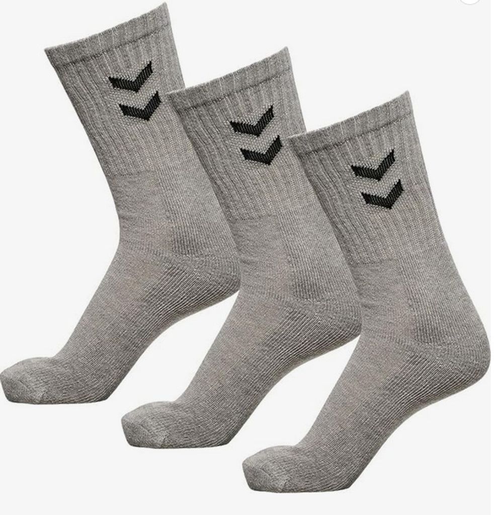 HUMMEL 3-Pack Basic Sock, GREY MELANGE, 10