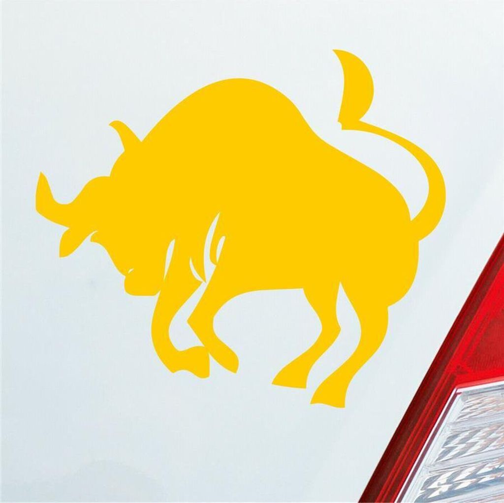 Auto Aufkleber Sternzeichen Stier Bulle Bull PKW Car KFZ Roller 10x9 cm Gelb Sticker Heckscheibenaufkleber