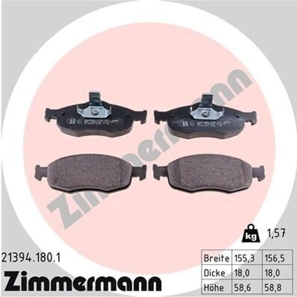 Freinage sécurisé pour Ford Mondeo II avec plaquettes Zimmermann 21394