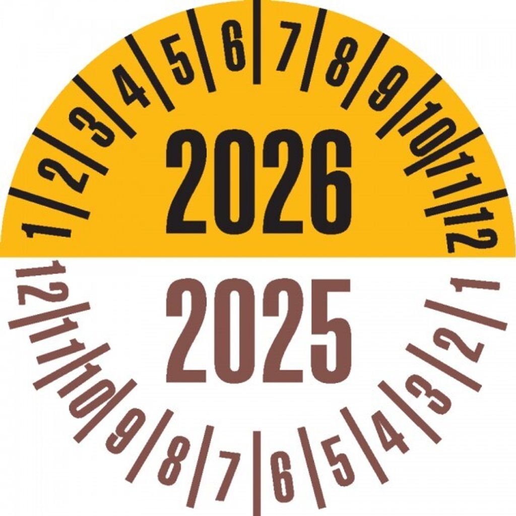 Dreifke® Prüfplakette 2026/2025, gelb/braun, Produktbild 