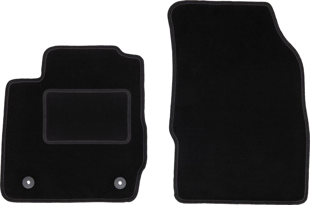 Velours-Fußmatten Vorne passend für Ford Fiesta MK7 (Schrägheck, Bj. 2011-2017) – schwarz, passgenau, mit Befestigungen set 2 Stk. - STANDARD