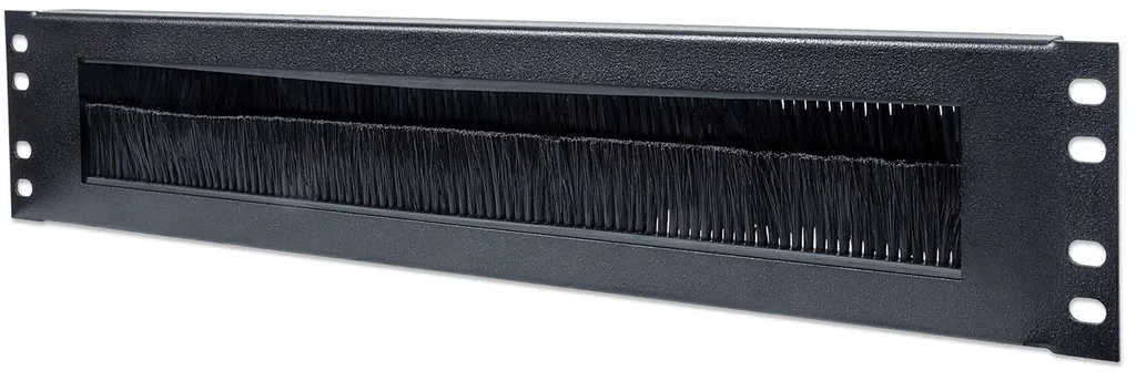 Passe-câbles à Brosse 2U Noir pour Gestion de Cordons en Baie Réseau