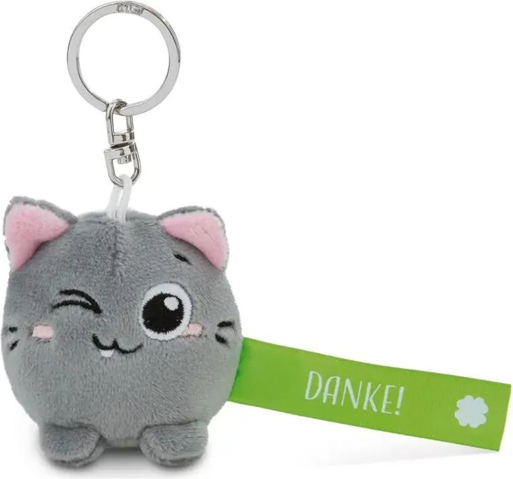 Accessoire porte-clés motif chat Merci 5 cm pour cadeau invité