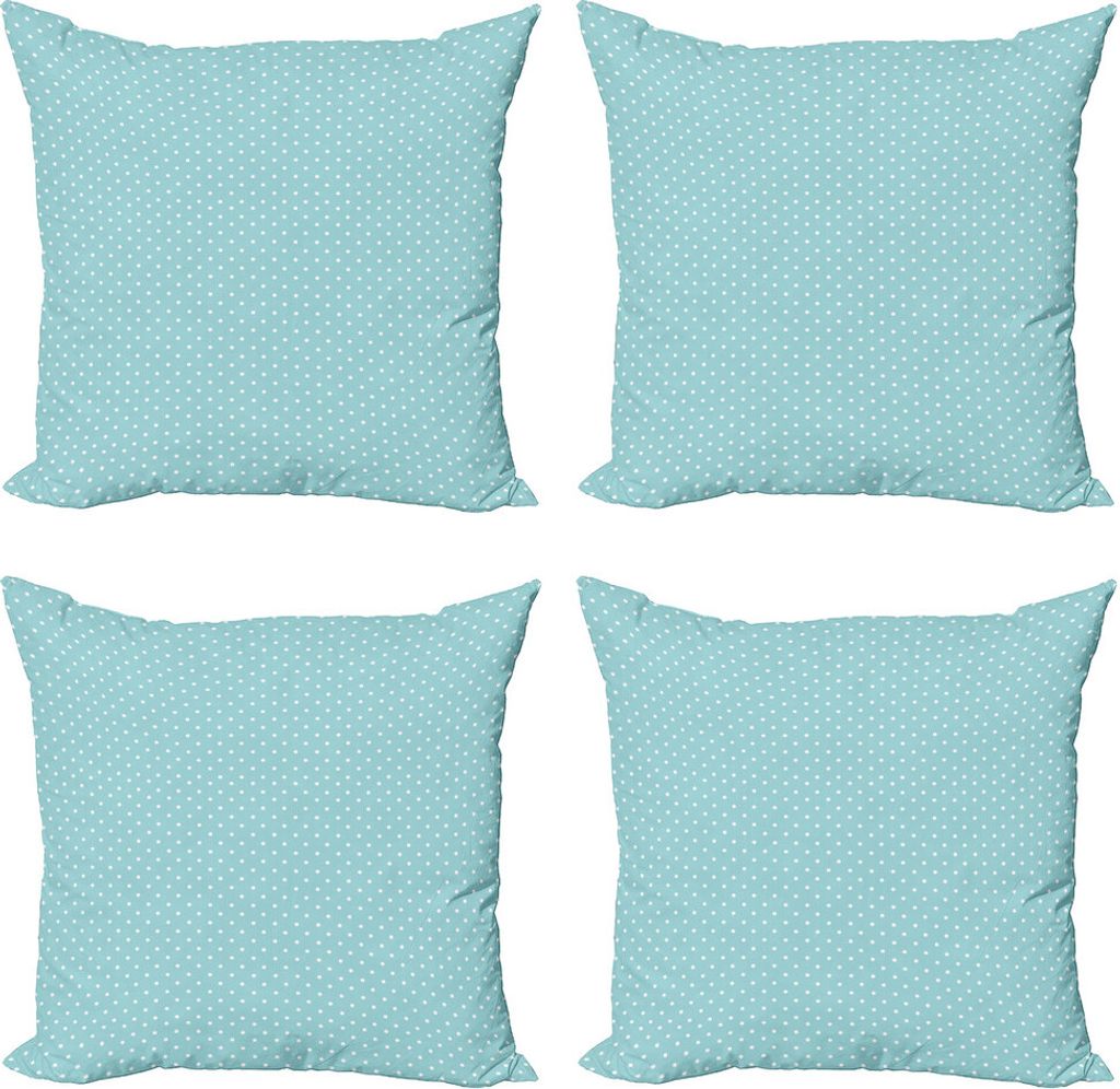 ABAKUHAUS Hellblau Kissenbezug Set (4 Stück), Tupfen Klassik, Moderner Doppelseitiger Digitaldruck, 60 cm x 60 cm, Blassblau Weiß