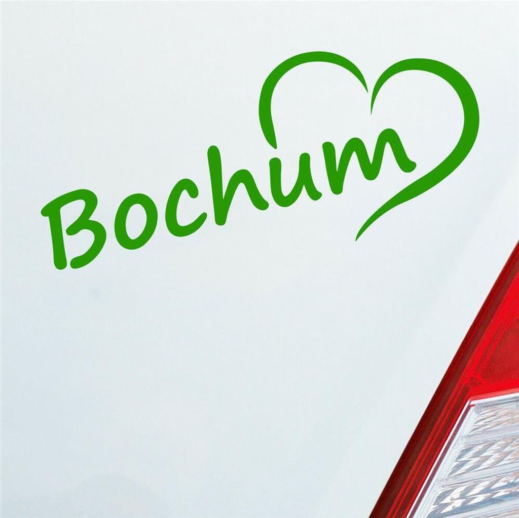Auto Aufkleber Bochum Ruhrgebiet Herz Stadt City Love Liebe 18x8 cm Hellgrün Sticker Heckscheibenaufkleber