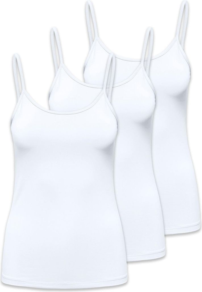 ONLY Damen Spaghetti-Top 3er Pack - ONLEA NEW SINGLET JRS, Unterhemd, Stretch Weiß M