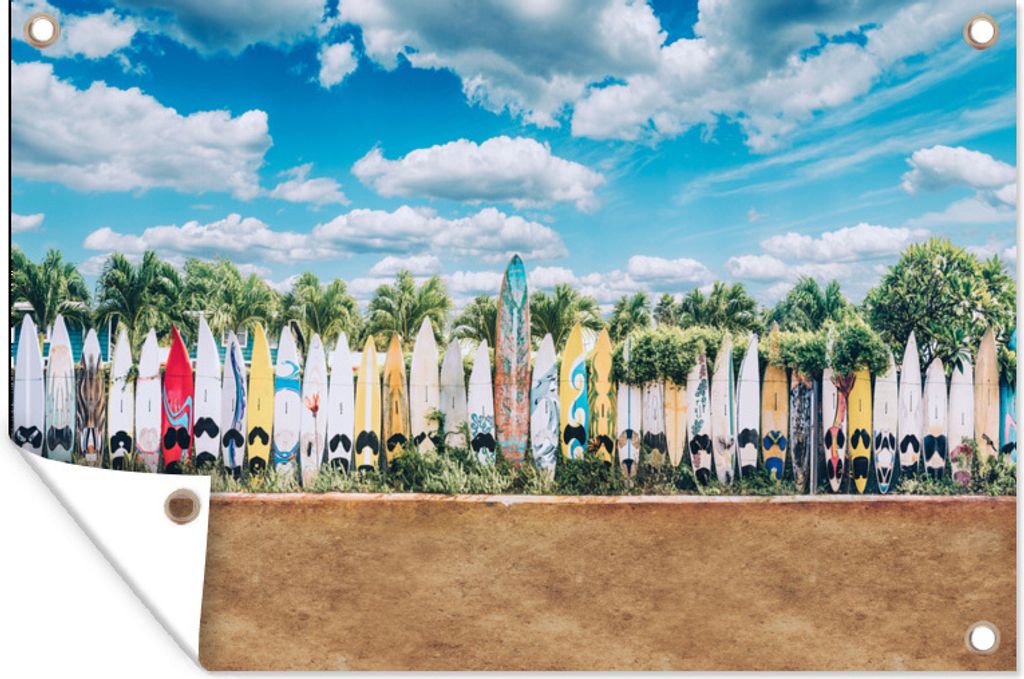 MuchoWow 60x40 cm Outdoor-Poster Gartendeko Sichtschutz Garten Poster für den Garten Surfbretter in einer Reihe