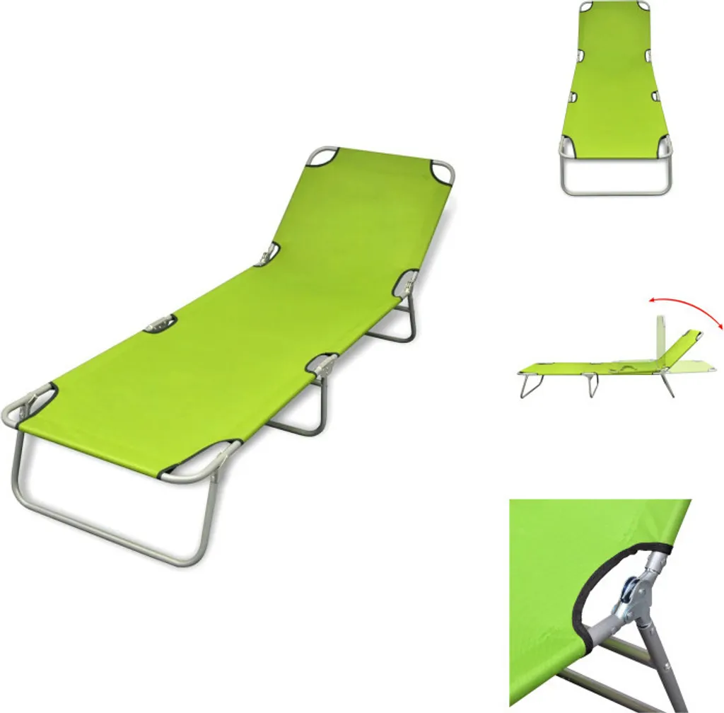 Sdraio vidaXL Pieghevole Verde Mela - Lettino da Giardino Portatile