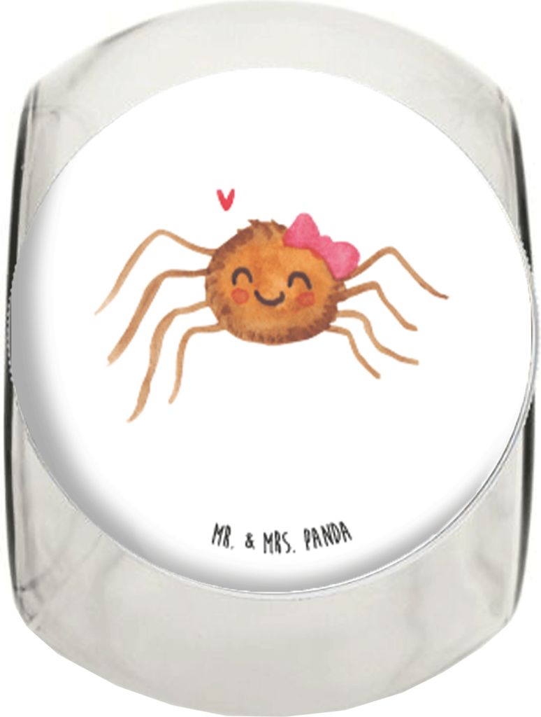 Mr. & Mrs. Panda Teedose Spinne Agathe Freude XL 2000ml - Weiß - Geschenk, Vorratsbehälter, Trend, Kaffeedose, Beliebte, schraubglas, glasbehält...