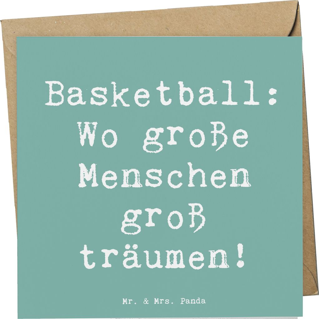 Mr. & Mrs. Panda Glückwunschkarte Spruch Basketball Träume - Meeresbrise - Geschenk, Teamarbeit, anlasskarte, Klappkarte, Sportart, Deutschland, ...