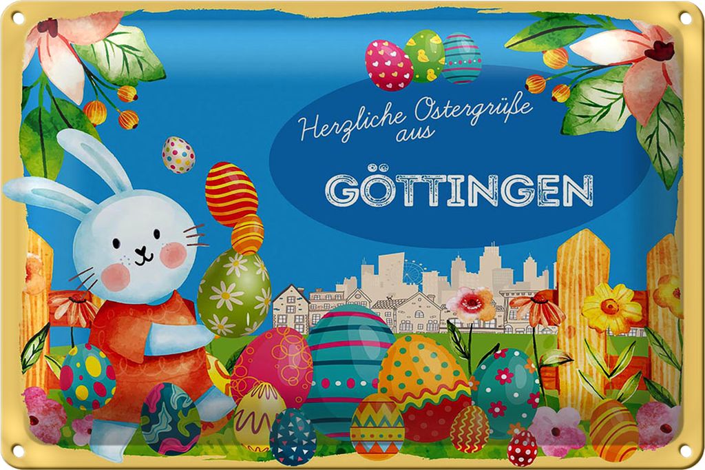 Blechschild Ostern Ostergrüße 18x12cm GÖTTINGEN