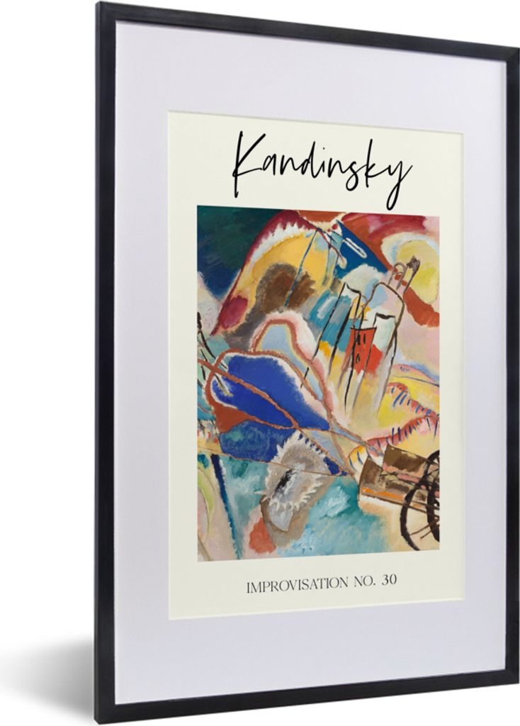 MuchoWow Gerahmtes Poster Improvisation Nr. 30 - Kandinsky - Malerei 40x60 cm - Poster mit Schwarzem Bilderrahmen Wandposter Rahmen Foto Bilder -...