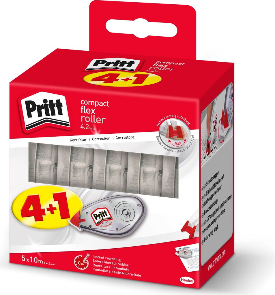 Pritt - Korrektur Moller Compact 4,2mm 4+1 | Valuelepack ein 5 -Stück | 6 Stück