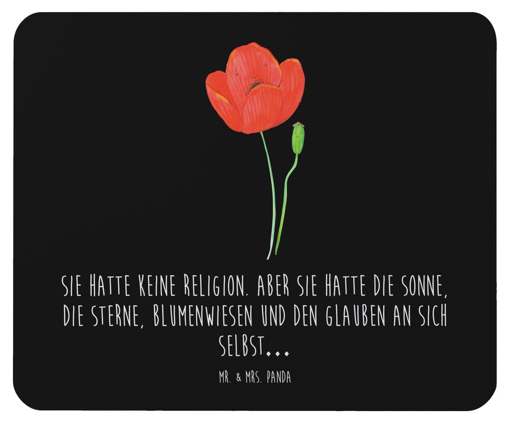 Mr. & Mrs. Panda Mauspad Blume Mohnblume - Schwarz - Geschenk, Mohn, laptop, computermatte, pc mousepad, Mouse Pad, Religion, Räubertochter, Motiv...