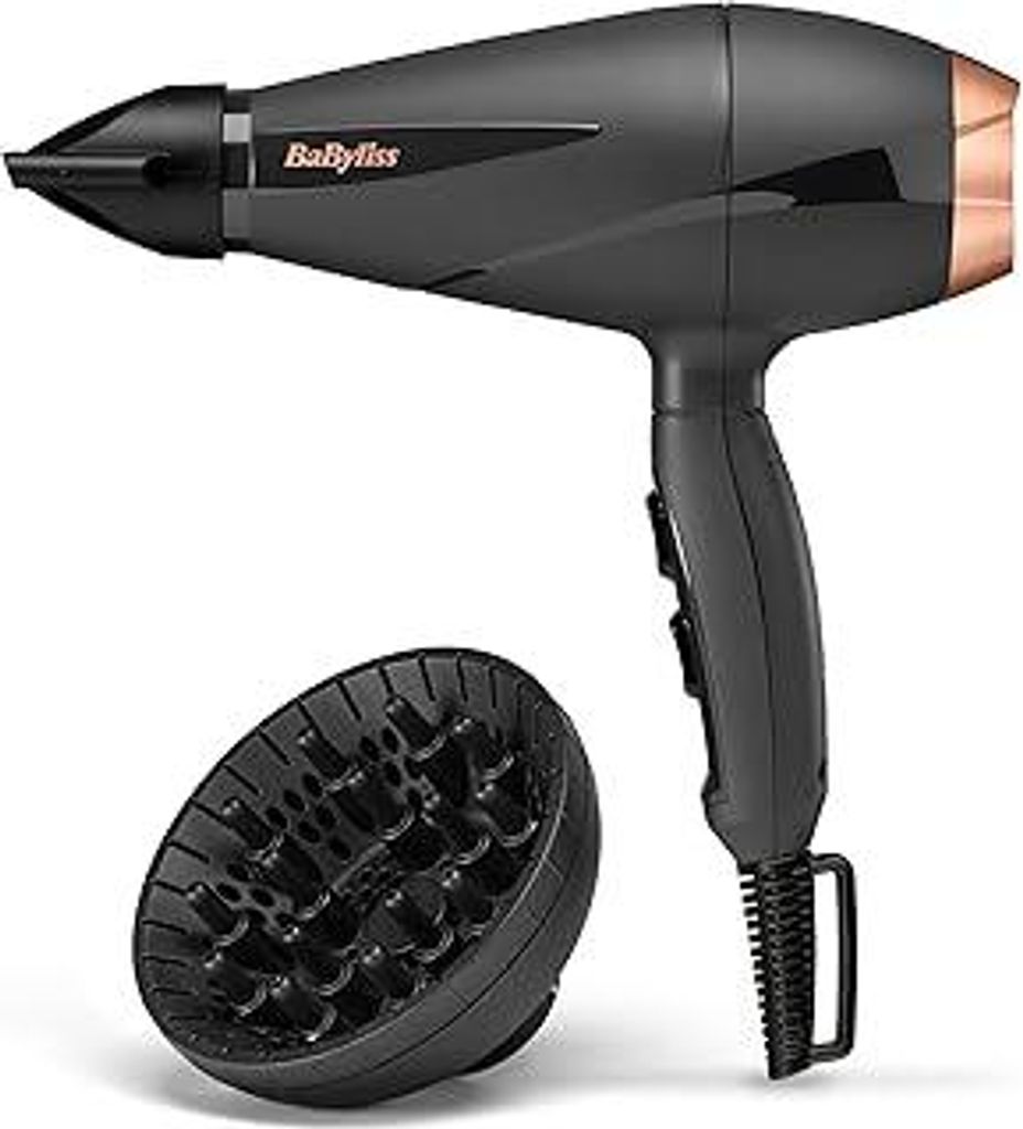 BaByliss Smooth Pro Föhn mit Diffusor – Leistungsstarker 2100 W Fön, hergestellt in Italien, Ionen-Technologie mit Anti-Frizz, 3 Temperaturen &...