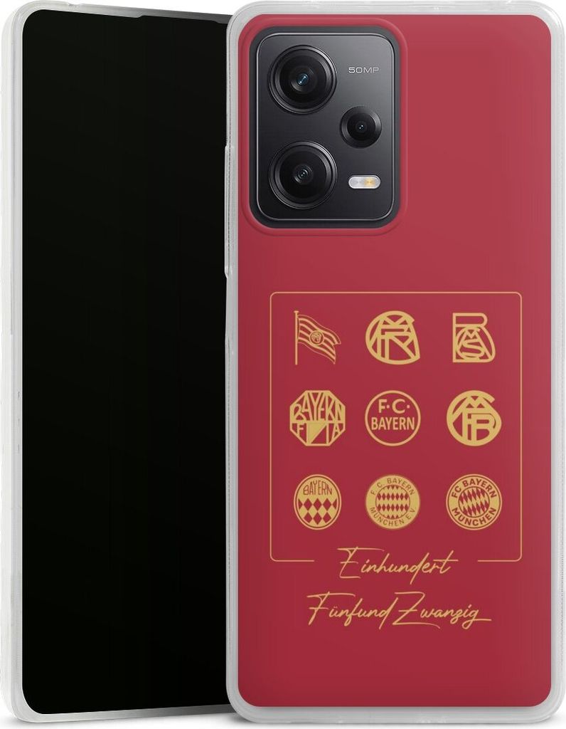 DeinDesign Slim Hülle für Xiaomi Redmi Note 12 Pro 5G Silikon Case Ultra Dünn Handyhülle FC Bayern München Fanartikel FCB 125 Jahre