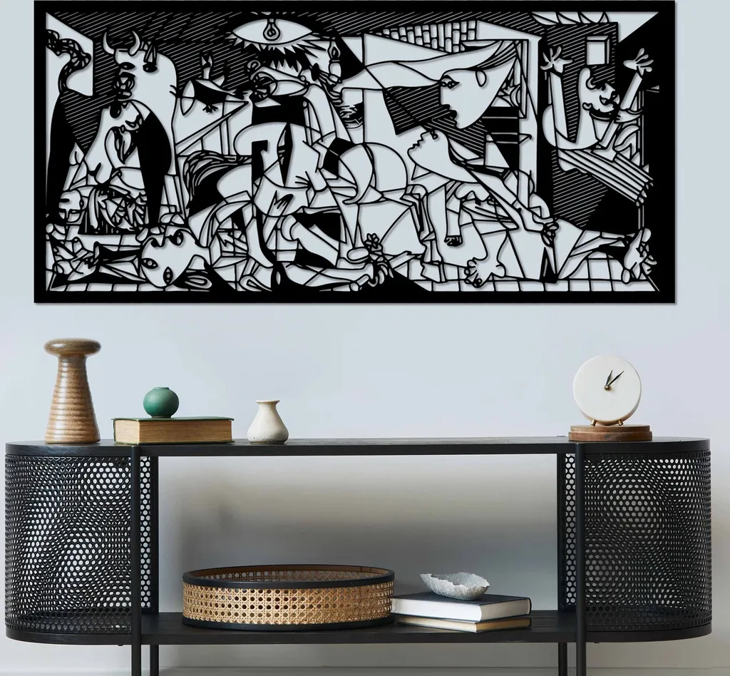 Décoration de Salon Moderne Wallity Pýcassso Métal Noir 85x40cm