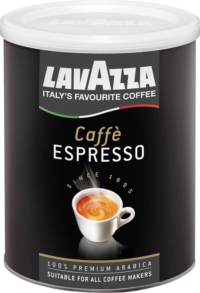 A can of Lavazza Caffè Espresso coffee.