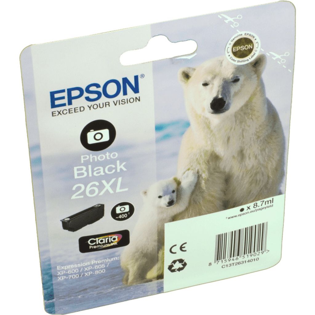 Epson Polar bear Singlepack Photo Black 26XL Claria Premium Produktbild 