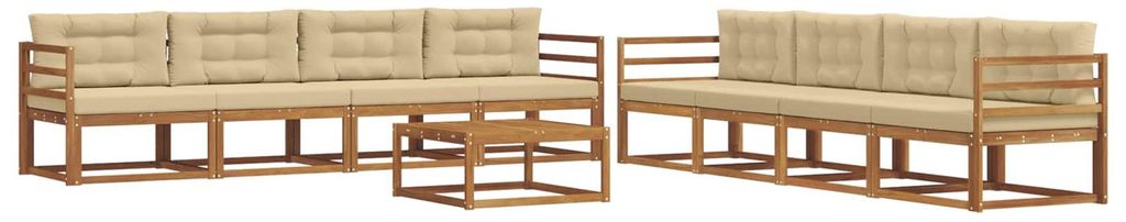 vidaXL Outdoor-Sofagarnitur mit Kissen 9 pcs Natur und Beige