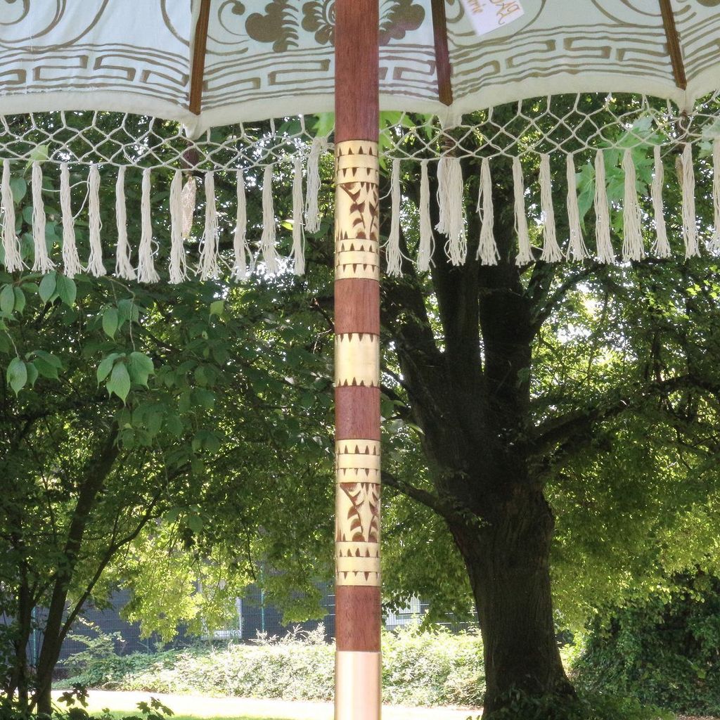 Sonnenschirm Bali Schirm 180 cm Weiß, Gold Bemalung Produktbild 7