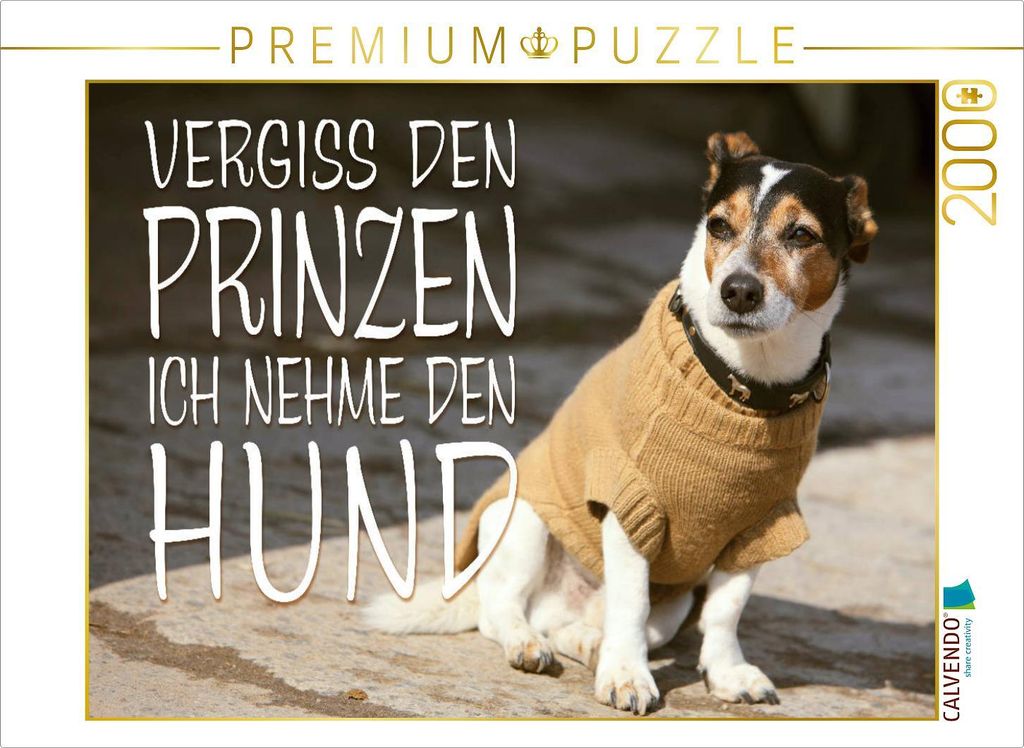 CALVENDO Puzzle Jack Russell Terrier mit modebewußtem Hundeanzug | 2000 Teile Lege-Größe 90x67cm Foto-Puzzle für glückliche Stunden