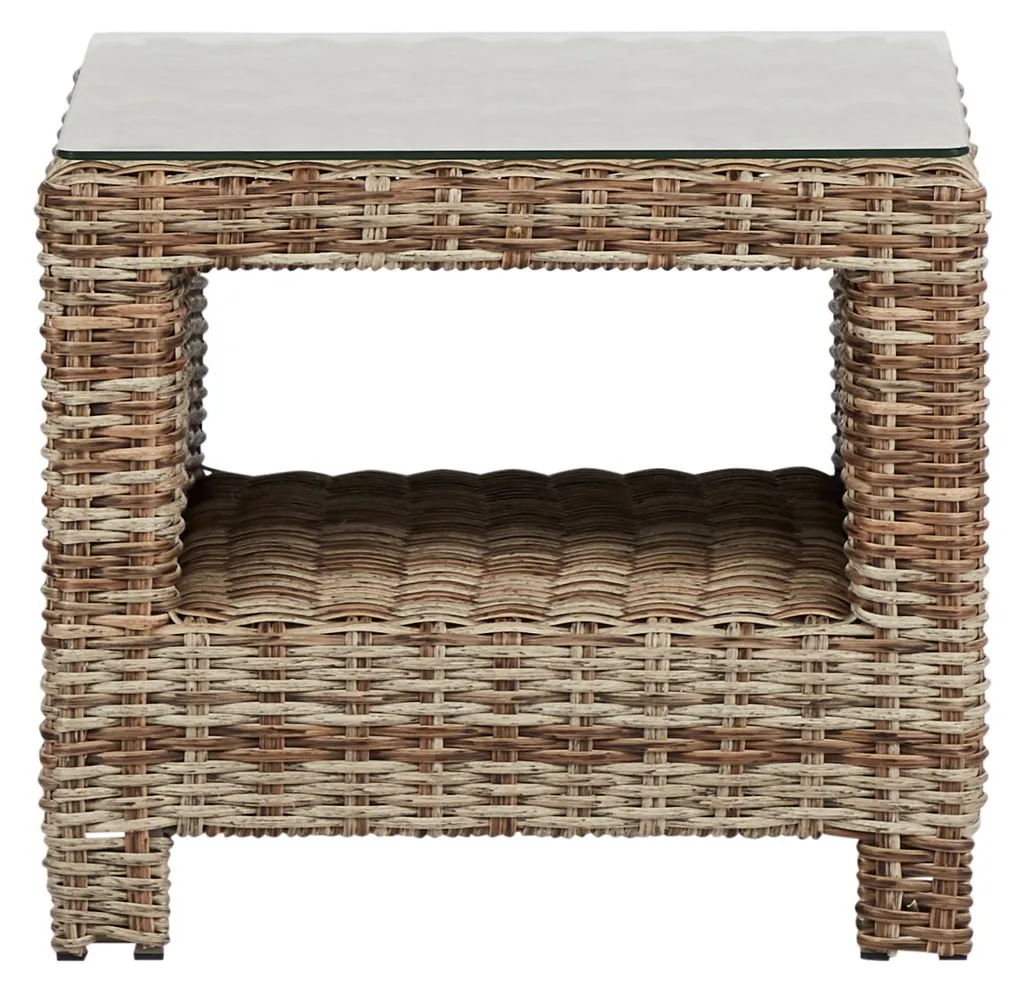 Gram Table d'appoint avec plateau en verre trempé et bois naturel