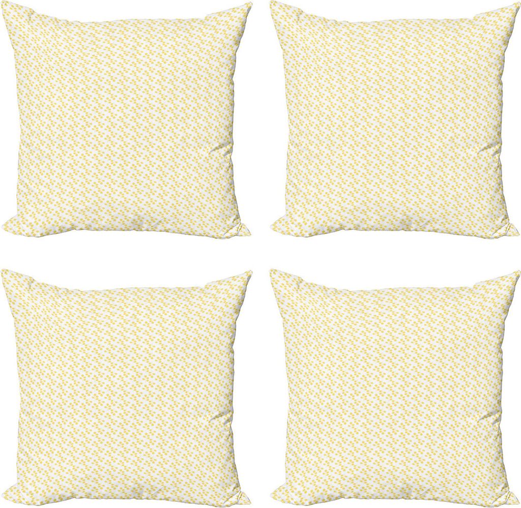 ABAKUHAUS Botanisch Kissenbezug Set (4 Stück), Sommer-Ton Blattmotive, Moderner Doppelseitiger Digitaldruck, 60 cm x 60 cm, Blassgelb Weiß