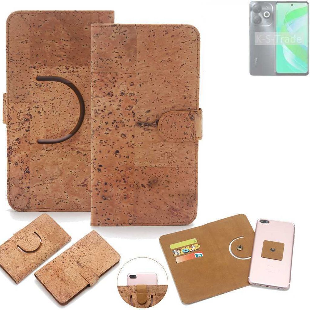 K-S-Trade Handy-Hülle Schutz-Hülle kompatibel mit Infinix Smart 8 Pro Handyhülle Schutzhülle Korkhülle Kork-Hülle 1x