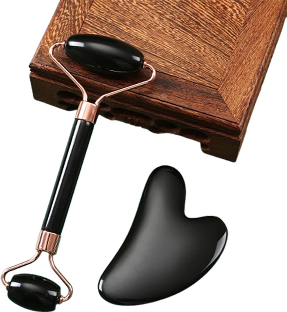 INF Massagegerät für Gesicht und Körper Entspannung Gesichtsroller Schwarz