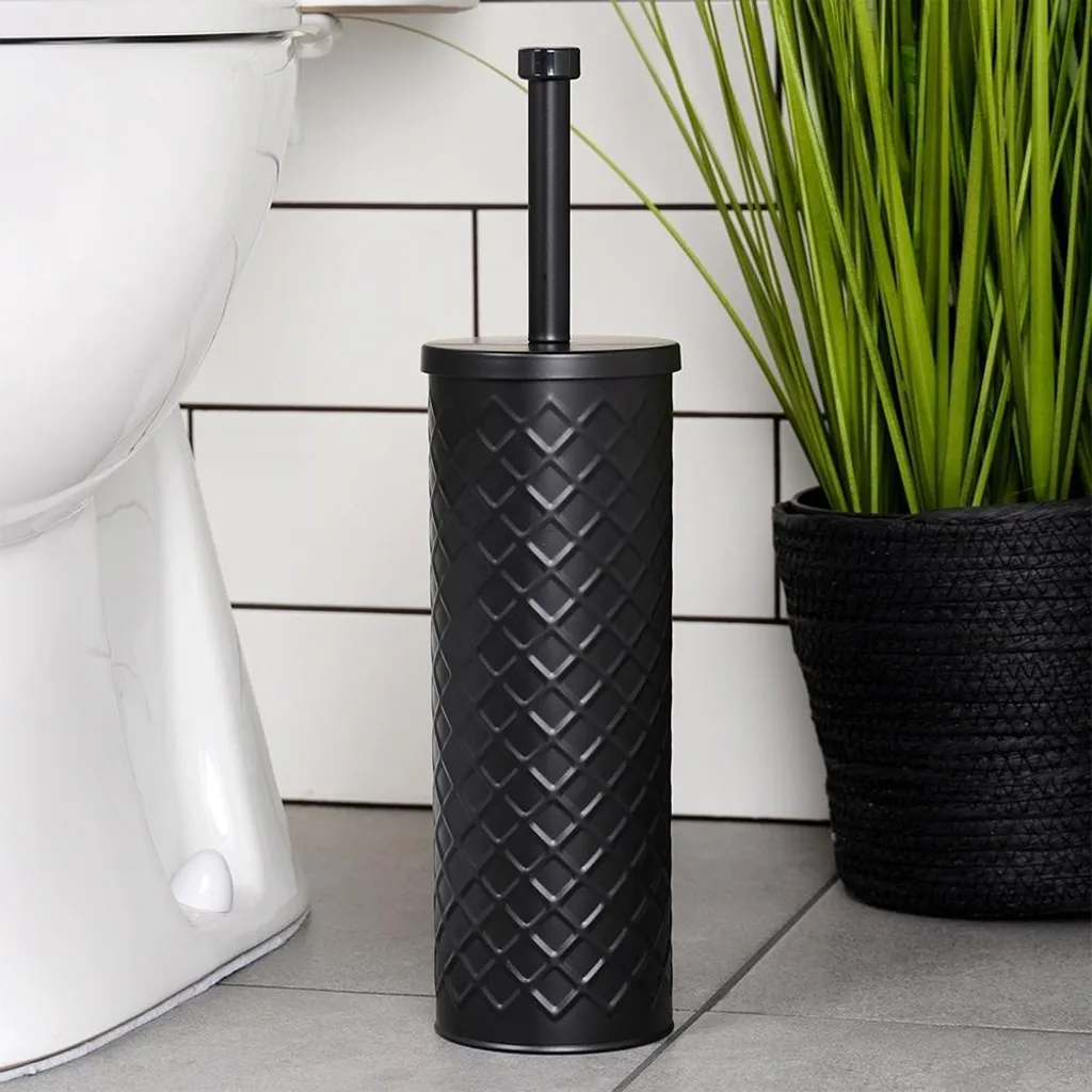 Brosse WC anti-stagnation avec support égouttoir métal noir hygiénique - 2