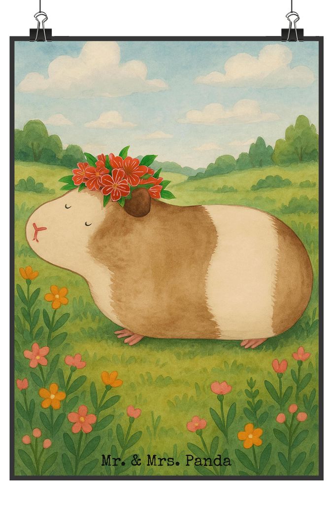 Mr. & Mrs. Panda Bild Meerschweinchen Weisheit Design DIN A4 - Weiß - Geschenk, Spruch, drucke, Motivation, Wunder, Wunderland, Plakat, Kunstdruck...