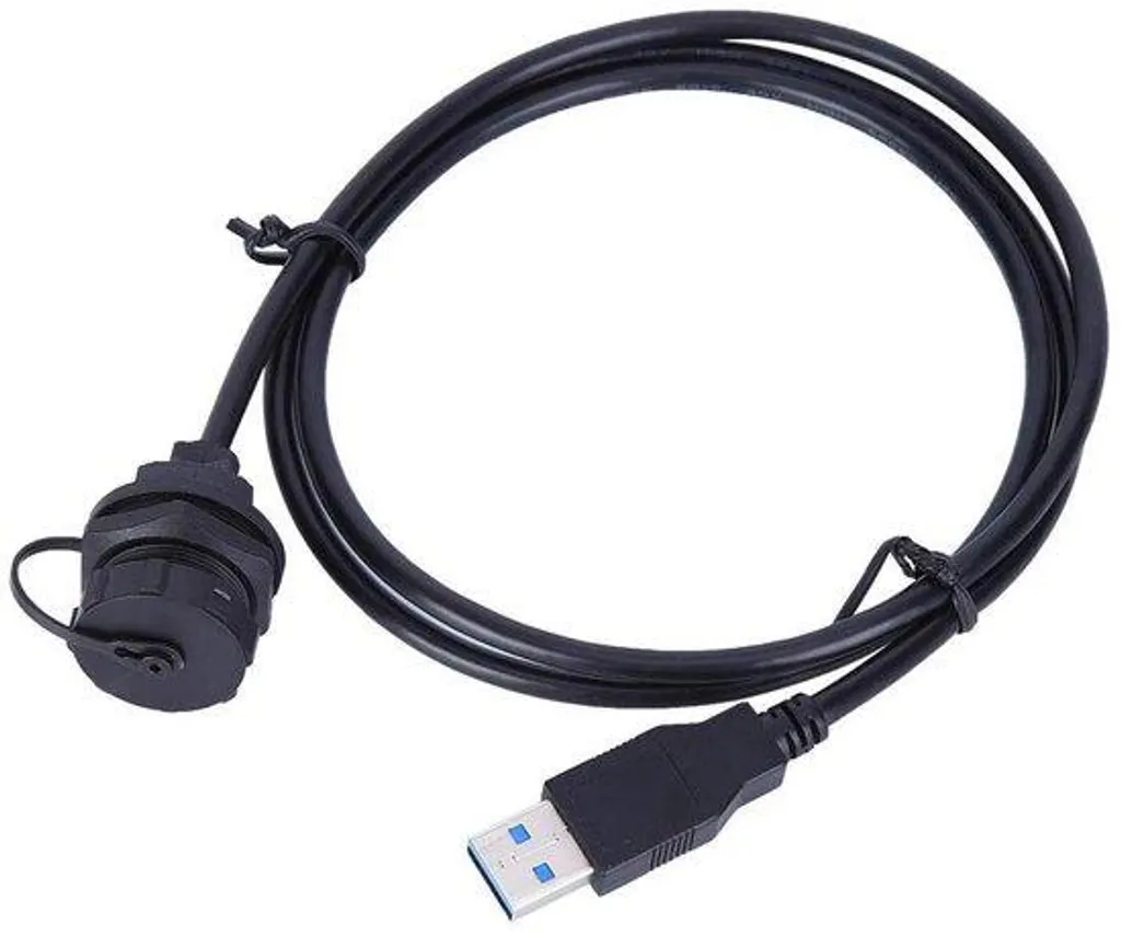 Câble USB 3.0 Blindé en Métal Étanche pour Montage Panneau Industriel