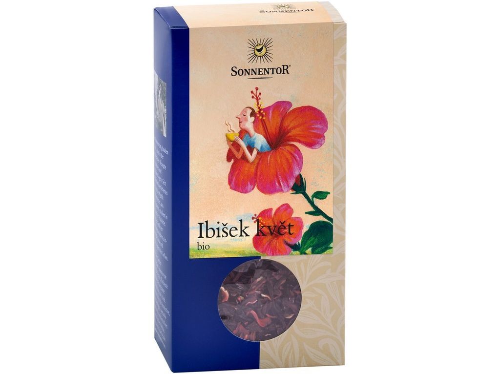 A box of Sonnentor Hibiskus loose tea.